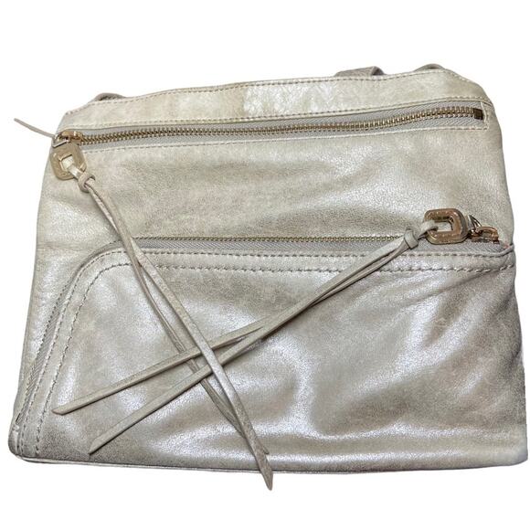 HOBO int metallic distressed double zip crossbody - Picture 1 of 4